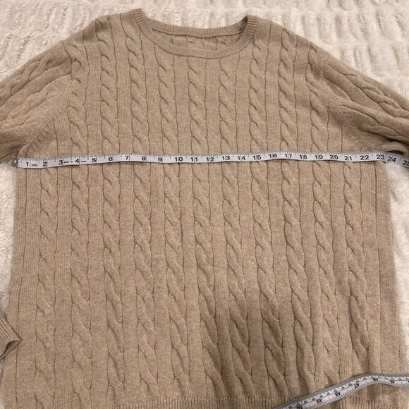 St, Johns Bay Cable Knit Sweater Stretch Long Sleeve Tan Mens Size XL - Picture 3 of 6